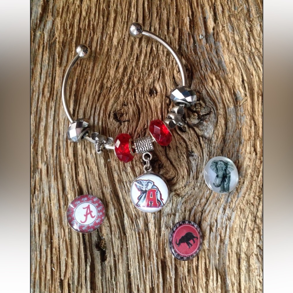 Alabama bracelet, Alabama chunk charm, roll tide bracelet, Alabama crimson tide